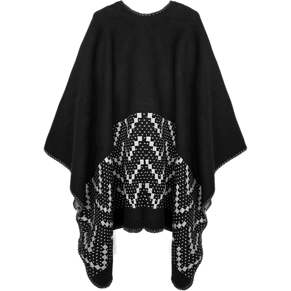 Women's Color Block Shawl Wrap Cape Open Front Po… - image 2